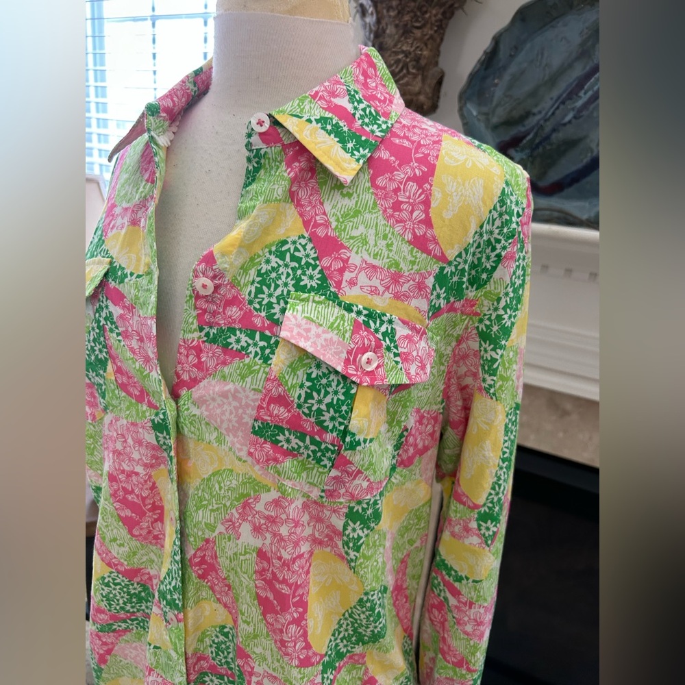 Lilly Pulitzer Vintage Multi Patchwork Shirt Dress - image 6